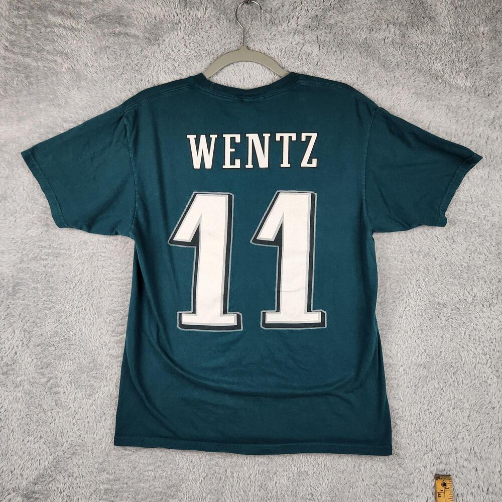 Philadelphia Eagles Shirt Mens Medium Green 11 Wentz NFL Football Graphic Lgo
